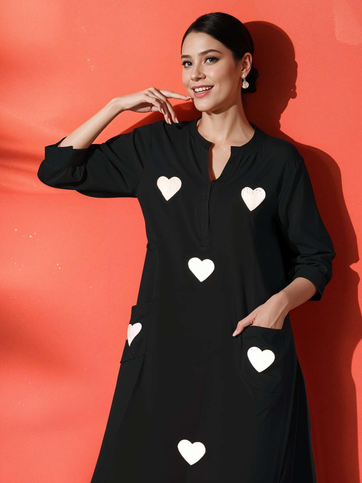Women's Cotton Embroidered Straight Kurti With Pant Set