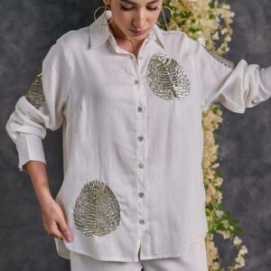 Women's Cotton Tunic & Straight Office Wear Collar-Neck Full Sleeves Suit Trouser and Top Set for Women Western Cord Set