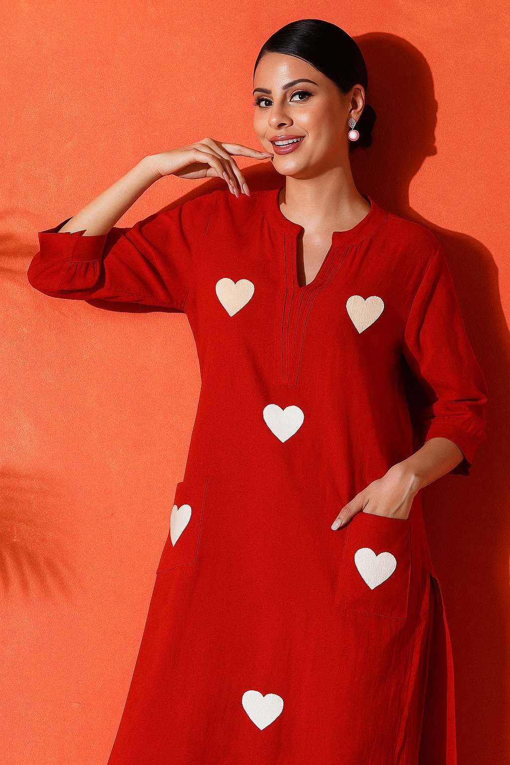 Women's Cotton Embroidered Straight Kurti With Pant Set - Image 2